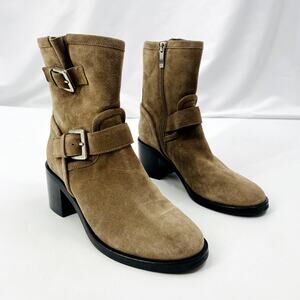 Aquatalia 7.5 suede buckle booties
